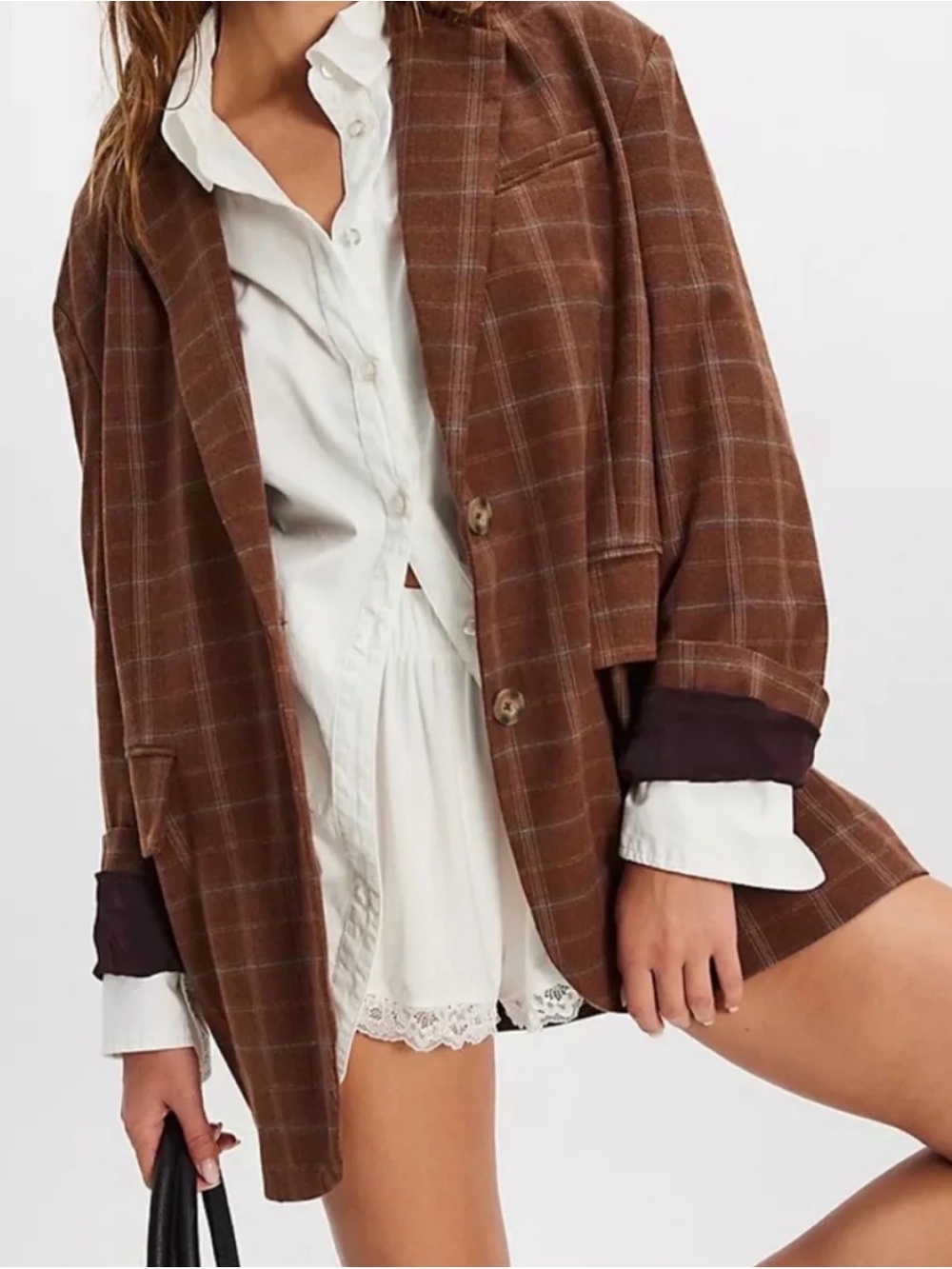Free People Simple Plaid Blazer - NWOT XS